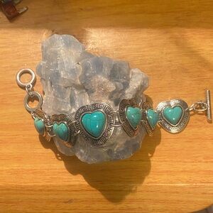 Turquoise Heart Bracelet with Silver Accents